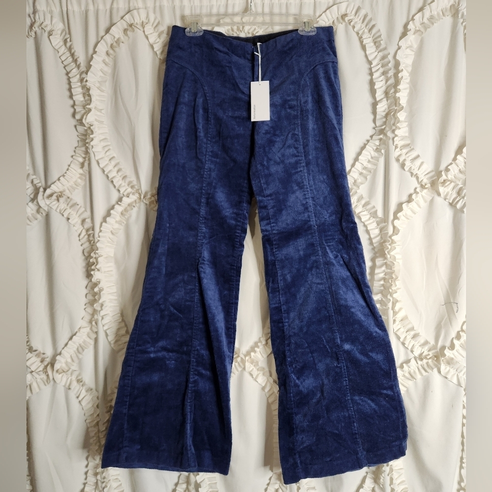 Reformation OAK Vintage Corduroy Blue Flare Pants Sz 28